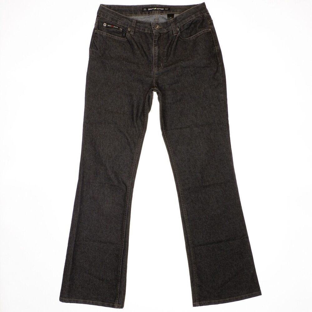 DKNY Jeans Nicole Flare Size 8 Charcoal Lightweight Denim Stretch Measure 29x30